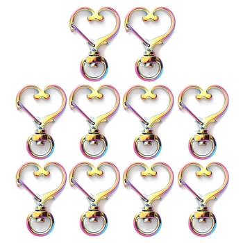 4XBE Praktičan 10x Privjesak u obliku Srca i Zvjezdice, Prelijeva Metalni Carabiner s Patent-карабином, Remen za w/Privjesak za Ključeve DIY Obrtni Jewelry Mak