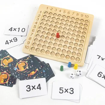 Drveni Igra Na Ploči Za Praksu Množenja Montessori, Matematička Igra Puzzle, Dječji Nastavnih Pomagala U Matematici, Edukativne Igračke Na Dar