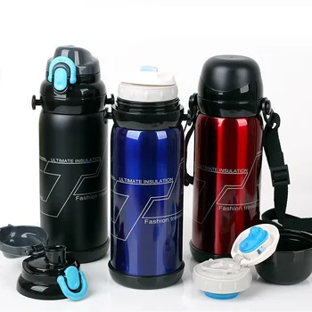 Dvostruka vakuum lonac od nehrđajućeg čelika, višenamjenski sportski šalica vode s dvostrukim poklopcem, ulica izolaciona boca za vodu, logo na red