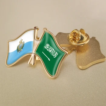 San Marino i Saudijska Arabija Prešla Dvostruke Zastave Prijateljstva Igle za Лацканов Broševi Ikone