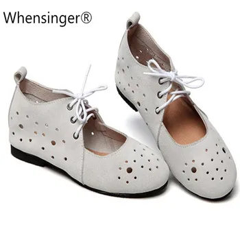 Whensinger - 2018 Ljetne sandale Ženska Moda cipele od prave kože u retro stilu sa remenom i kopčom Dizajn 591