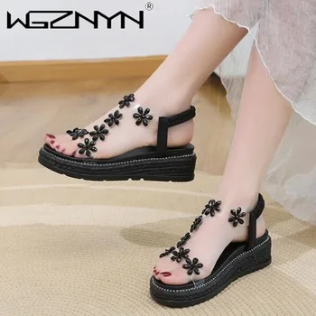 Ženske sandale 2022, Nove ljetne cipele u korejskom stilu, Nježan Bajke ženski stil, cipele na Platformu s jednim remenom, Modni Elastične Sandale na platformu